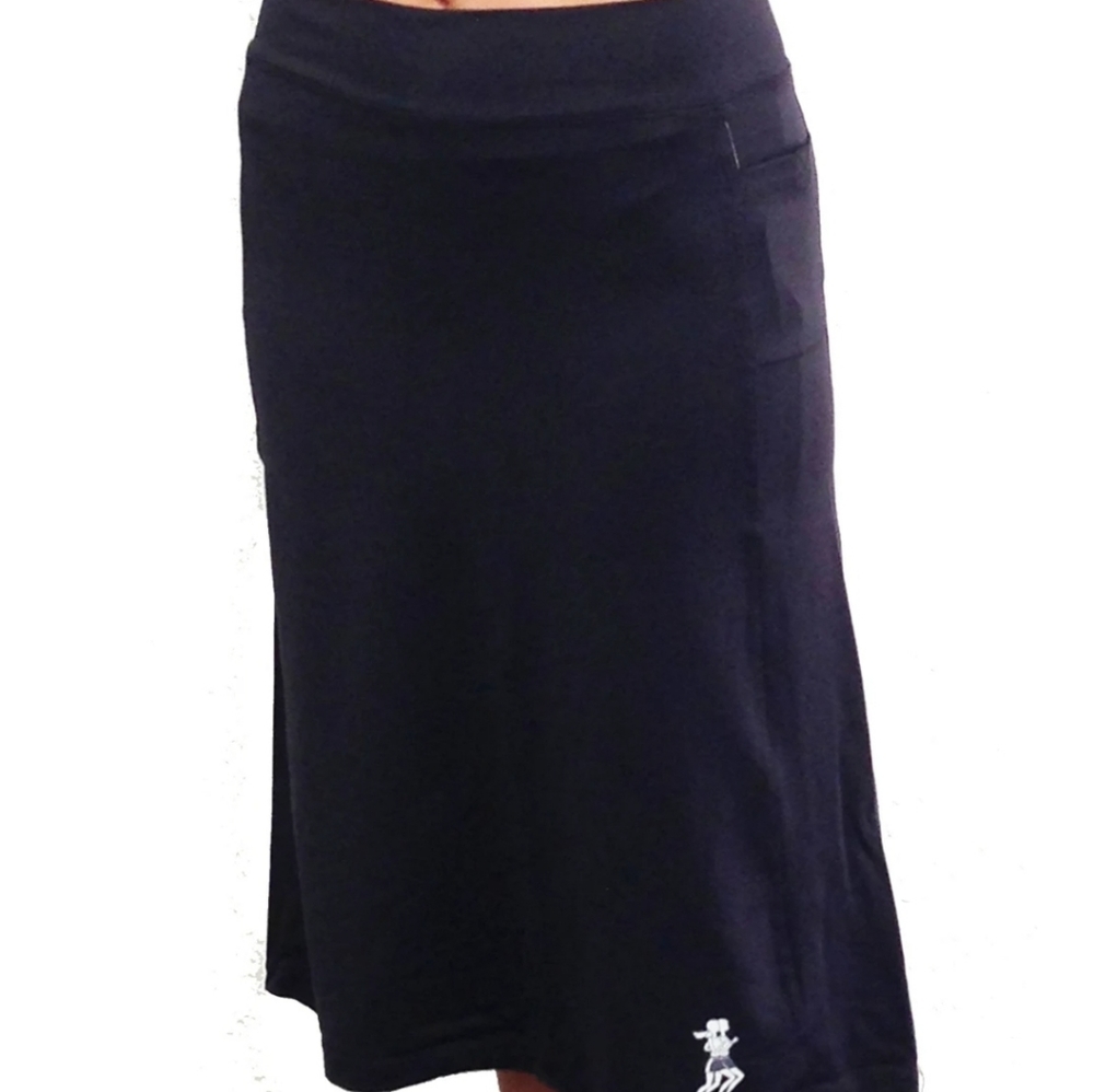 Womens Modest Black Spirit Athletic Midi Skirt size Med 10-12 NWOT